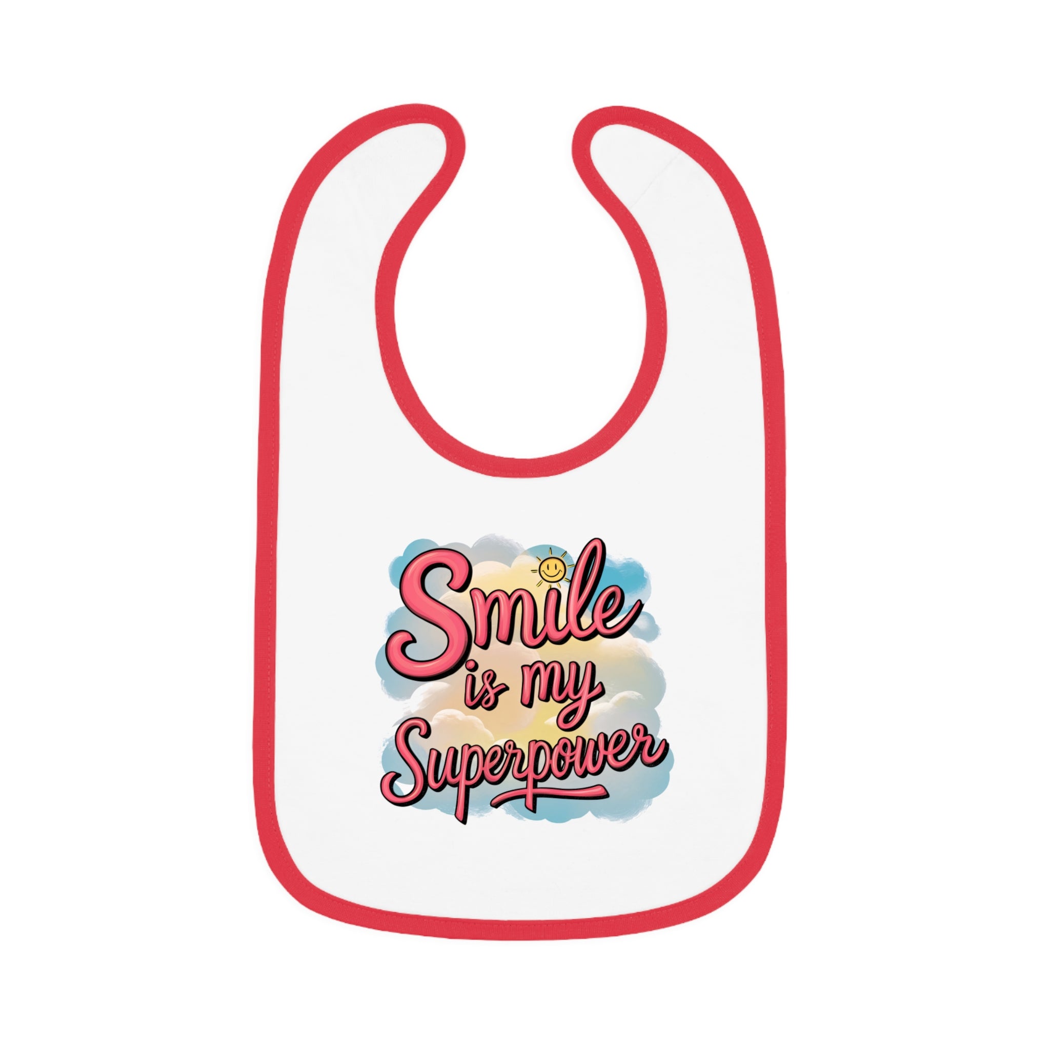 "Smile is my superpower" Baby Contrast Trim Jersey Bib