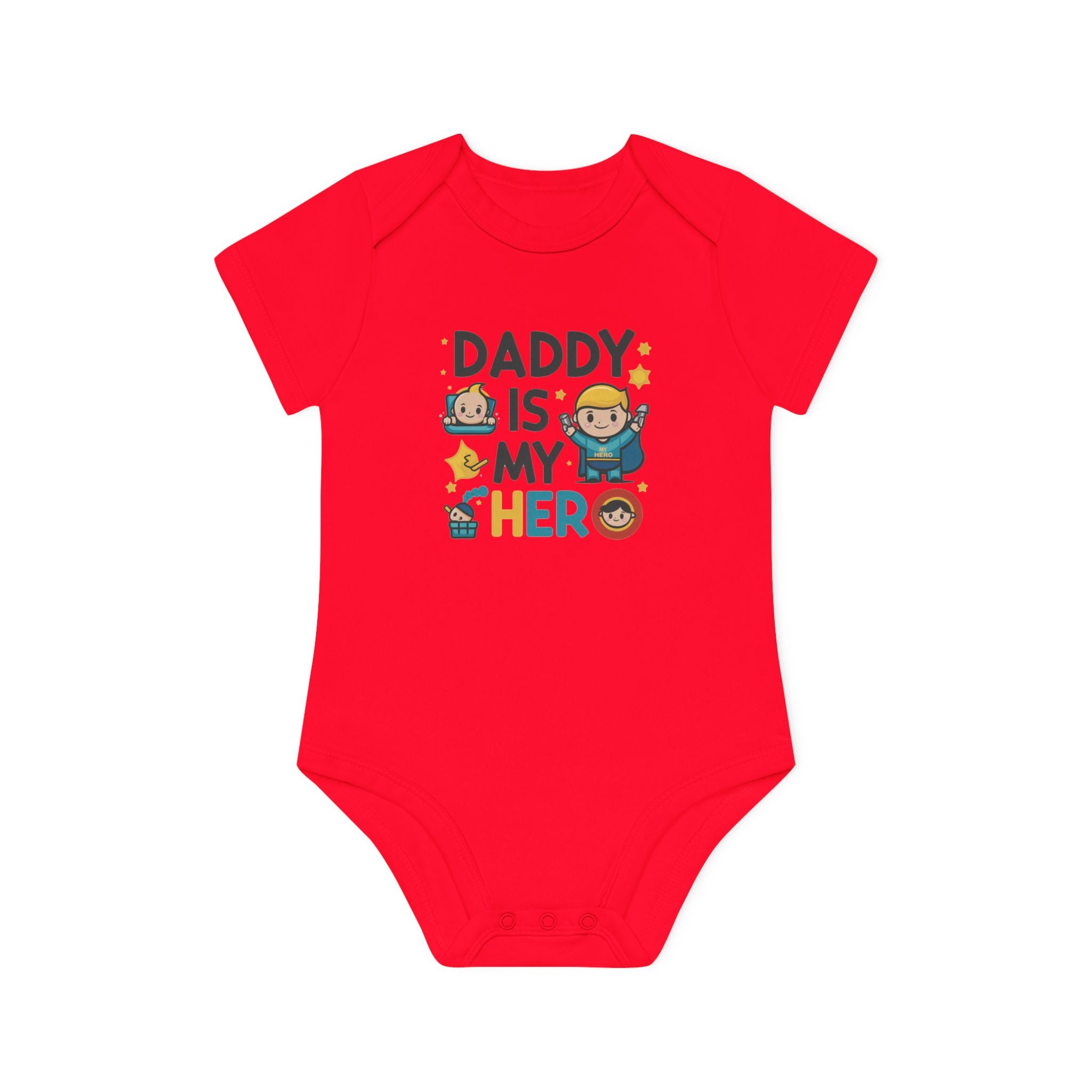 "Daddy is my hero" Baby Organic Short Sleeve Bodysuit
