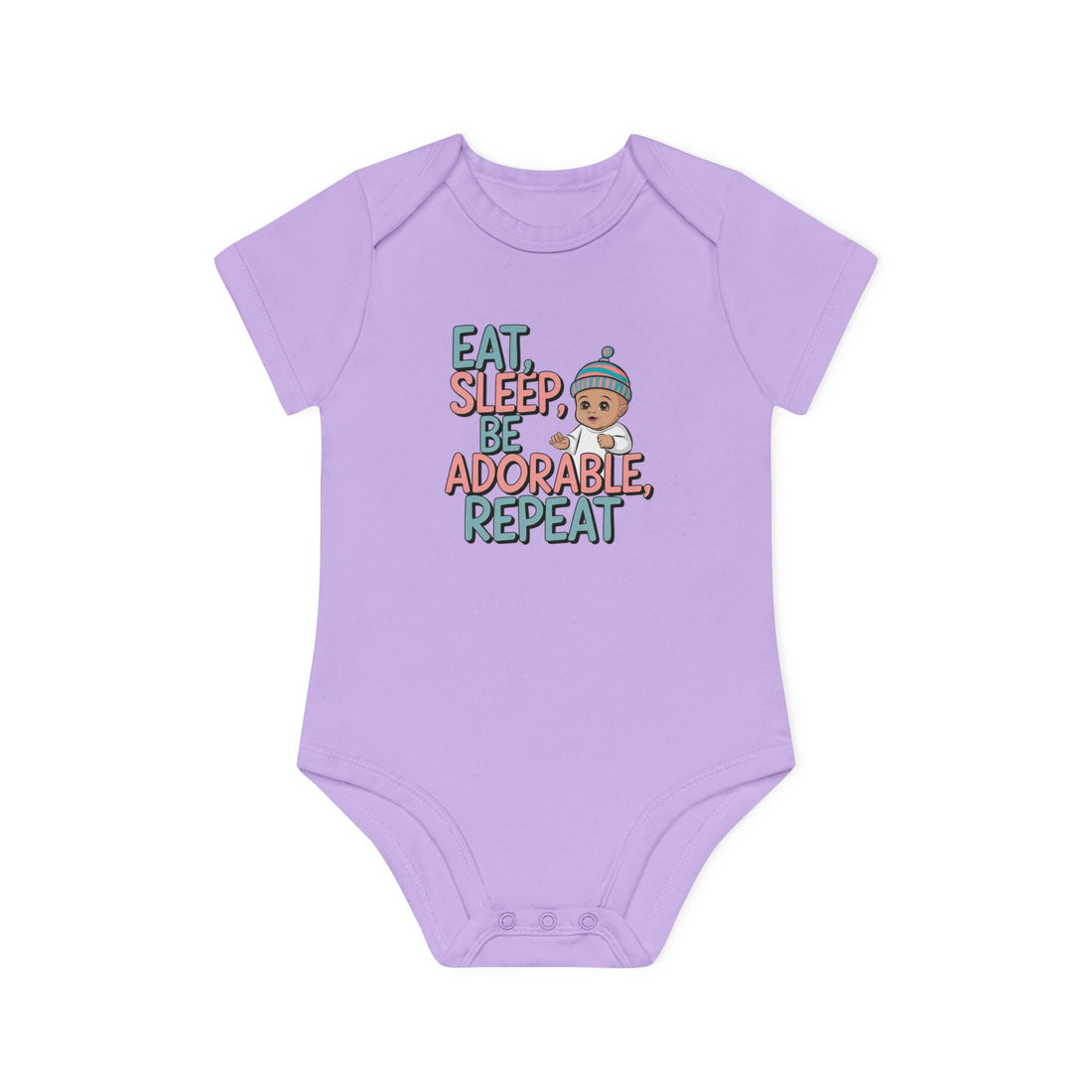 "Eat, sleep, be adorable, repeat" Baby Organic Short Sleeve Bodysuit