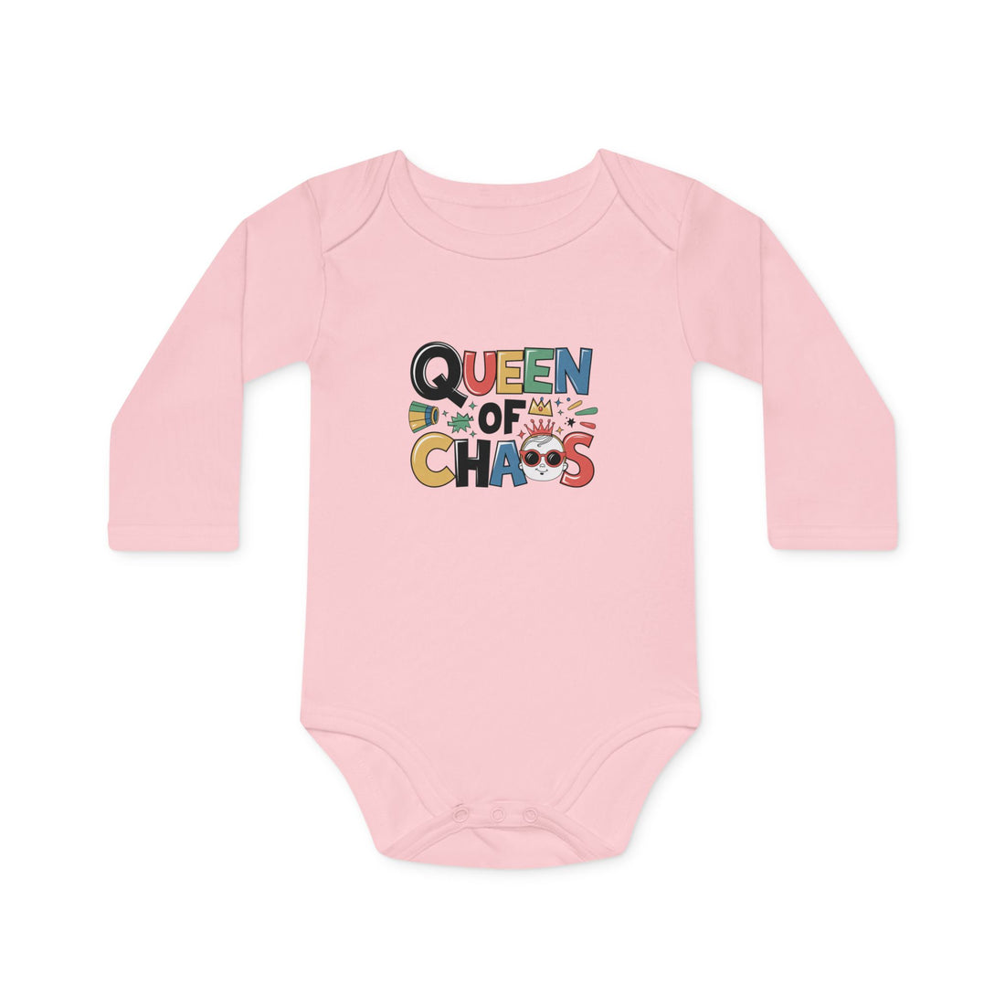 "Queen of chaos" Baby Long-Sleeve Organic Bodysuit