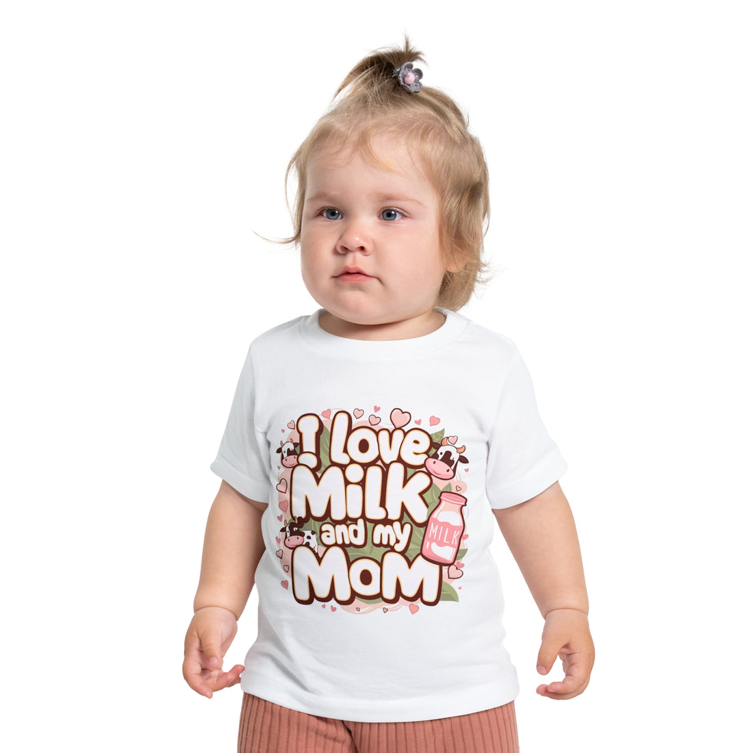 "I love milk and my mom" Baby Short Sleeve T-Shirt