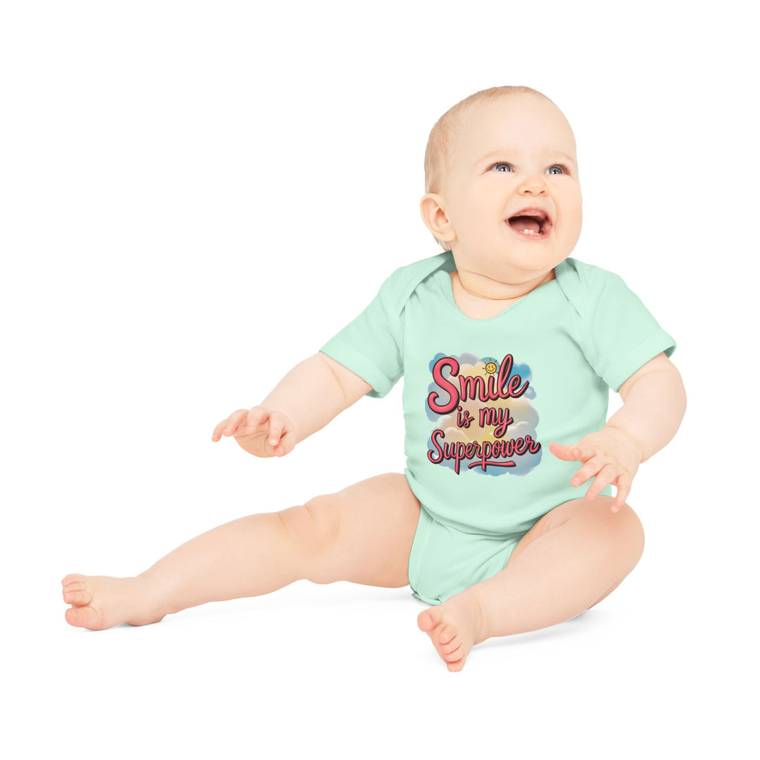 "Smile is my superpower" Baby Organic Short Sleeve Bodysuit