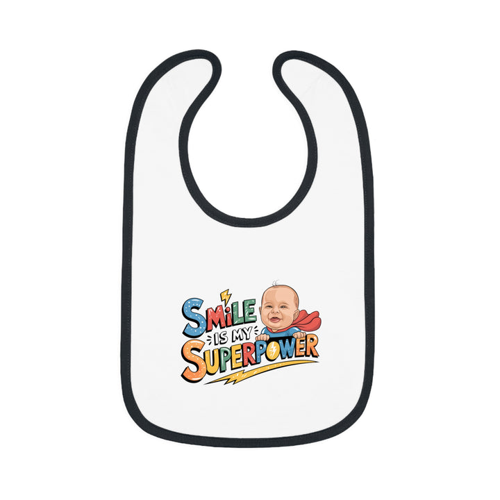 "Smile is my superpower" Baby Contrast Trim Jersey Bib