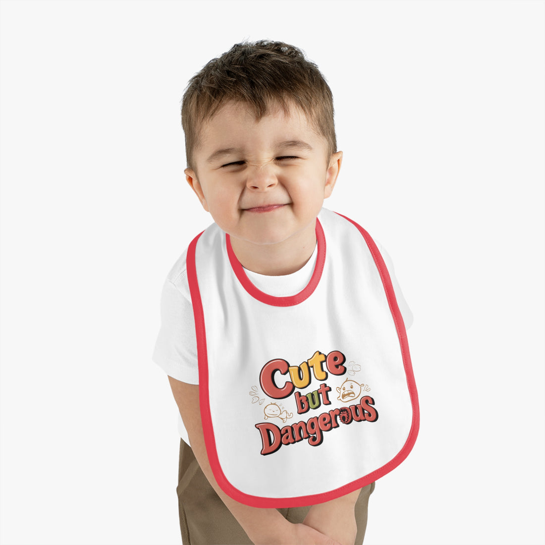 "Cute but dangerous" Baby Contrast Trim Jersey Bib