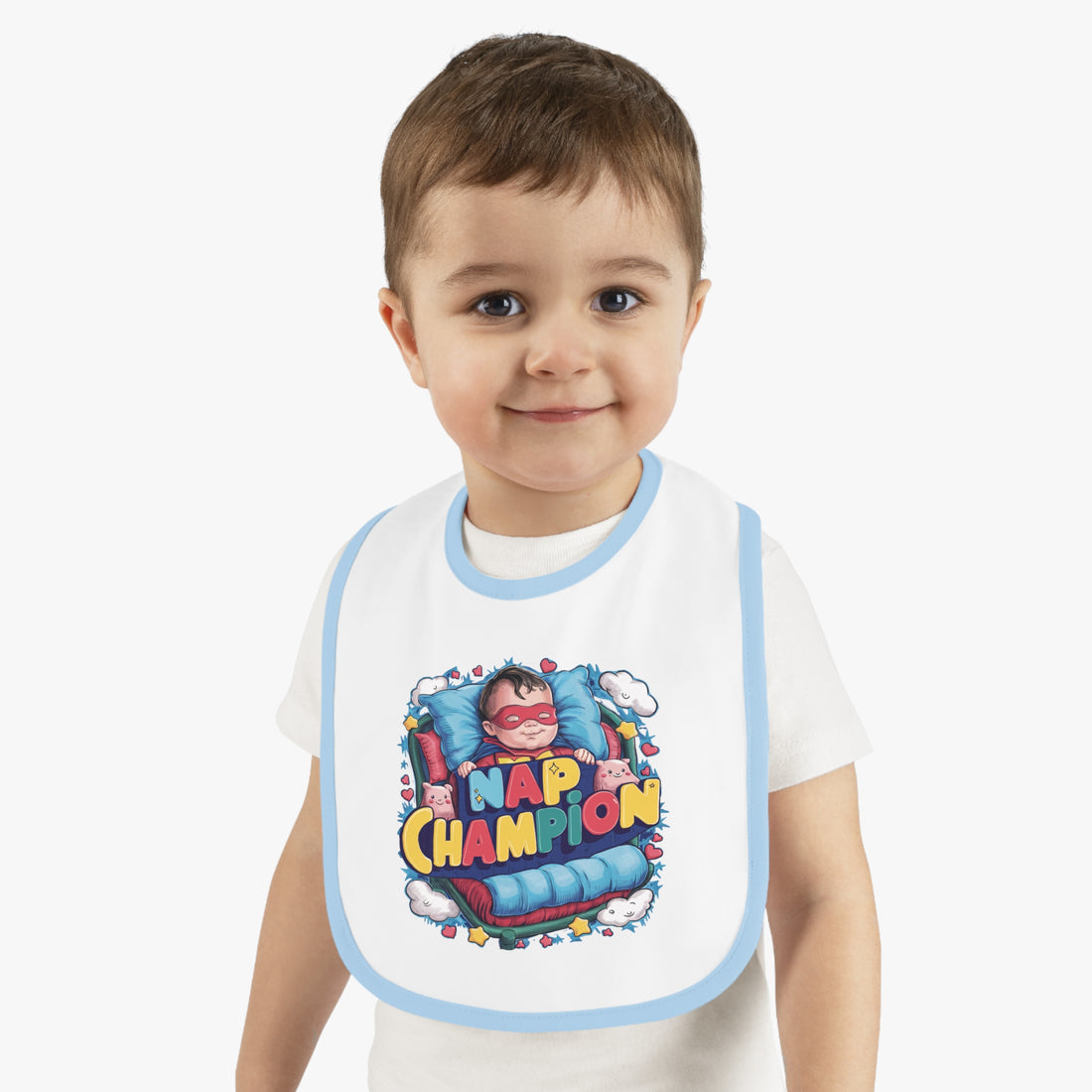 "Nap champion" Baby Contrast Trim Jersey Bib