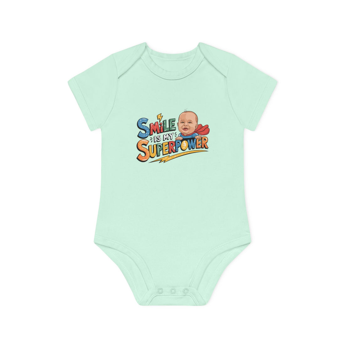 "Smile is my superpower" Baby Organic Short Sleeve Bodysuit