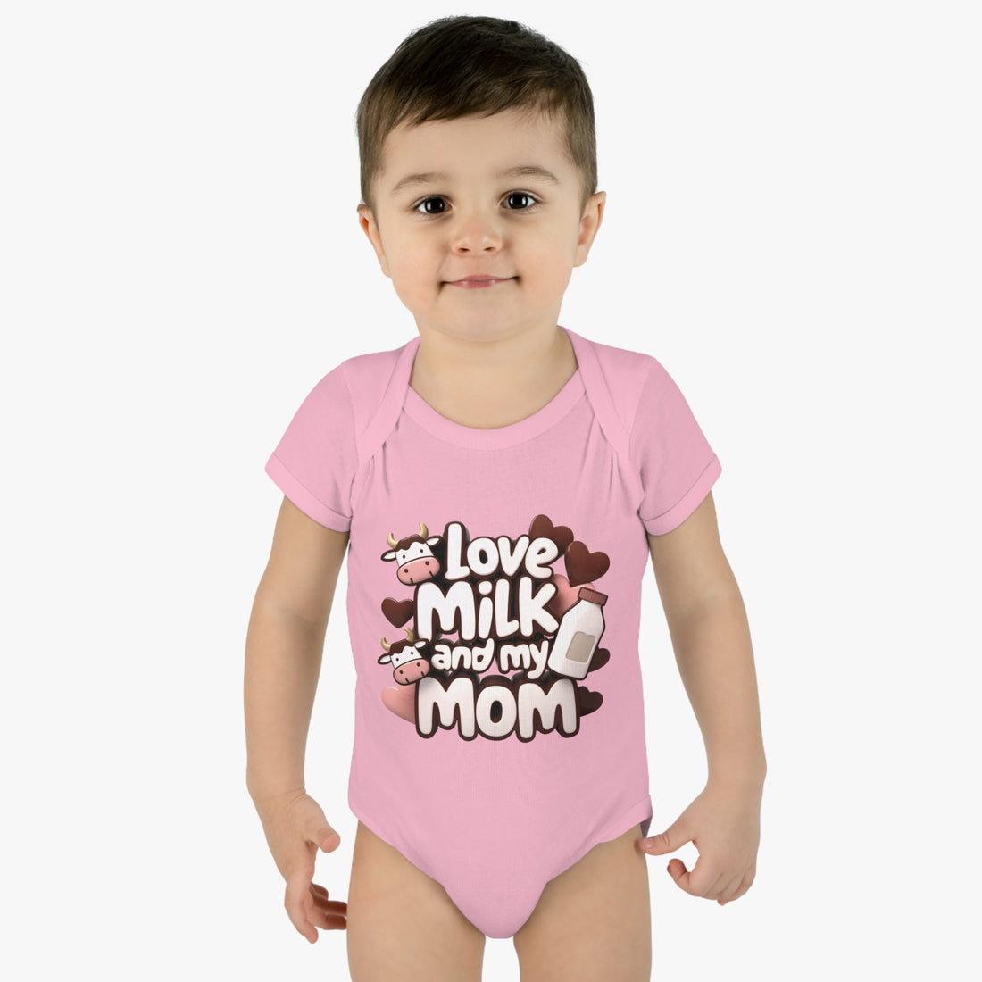 "Love milk and my mom" Infant Baby Rib Bodysuit