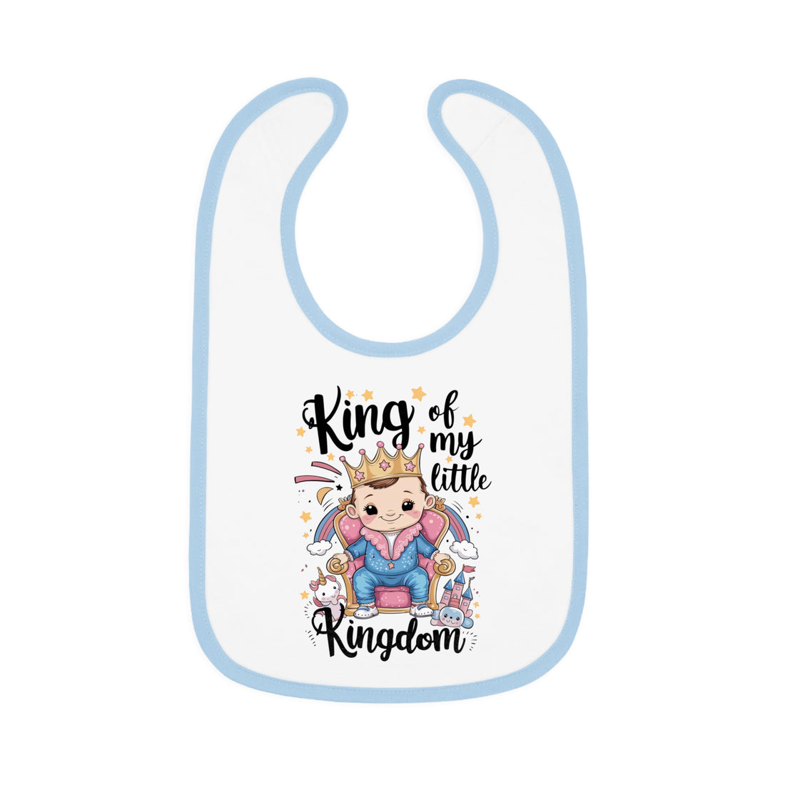 "King of my little kingdom" Baby Contrast Trim Jersey Bib