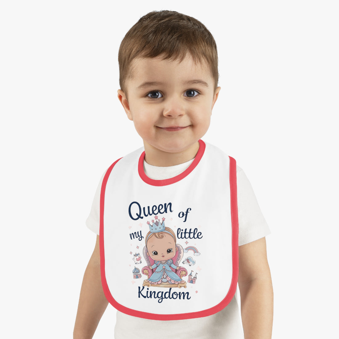 "Queen of my little kingdom" Baby Contrast Trim Jersey Bib