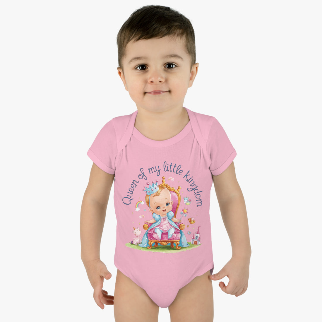 "Queen of my little kingdom" Infant Baby Rib Bodysuit