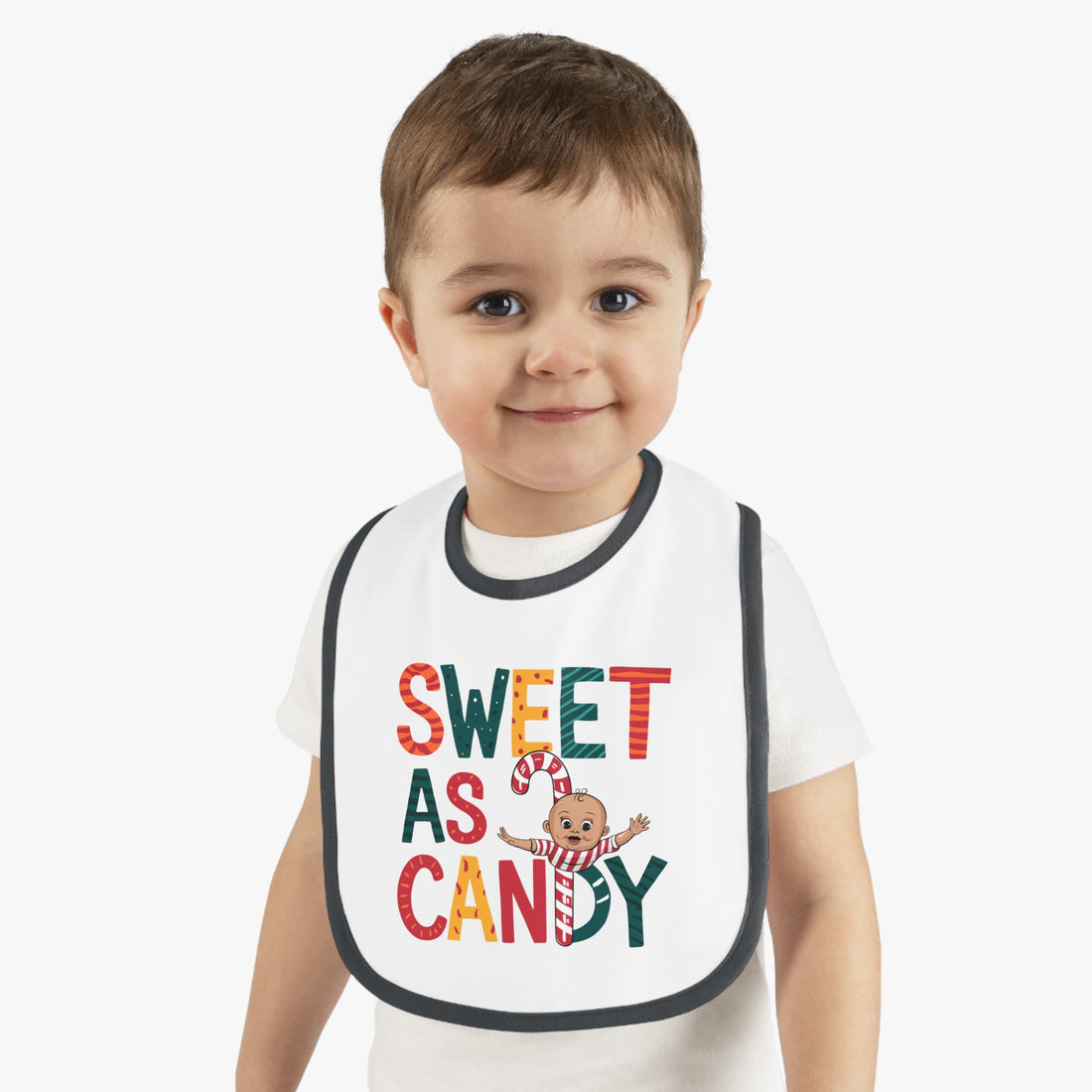 "Sweet as candy" Baby Contrast Trim Jersey Bib