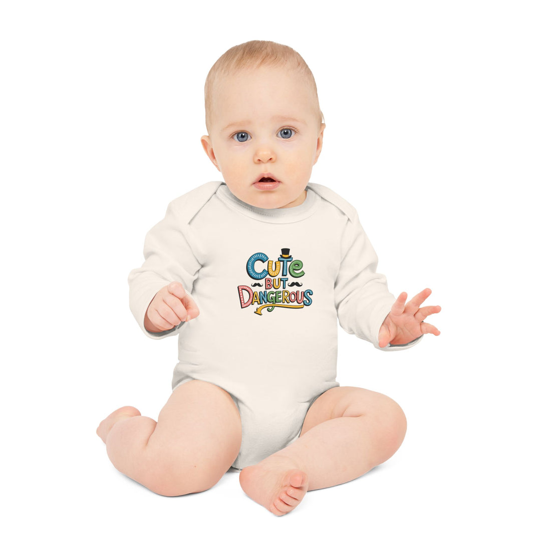 "Cute but dangerous" Baby Long-Sleeve Organic Bodysuit