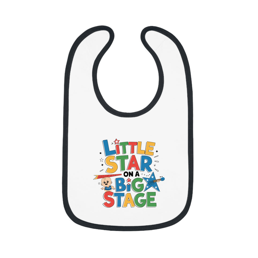 "Little star on a big stage" Baby Contrast Trim Jersey Bib