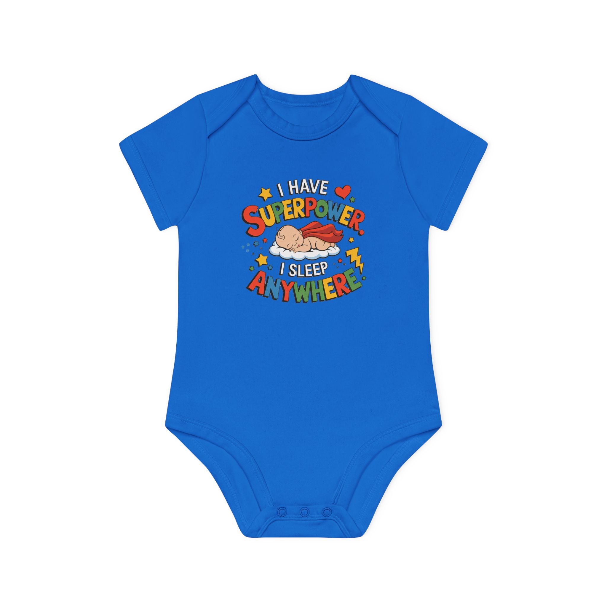 "I have superpower I sleep anywhere" Baby Organic Short Sleeve Bodysuit