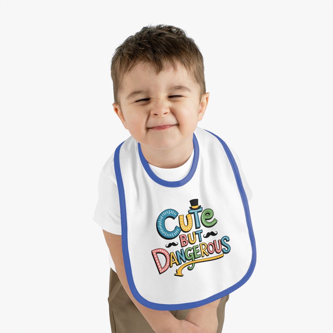 "Cute but dangerous" Baby Contrast Trim Jersey Bib