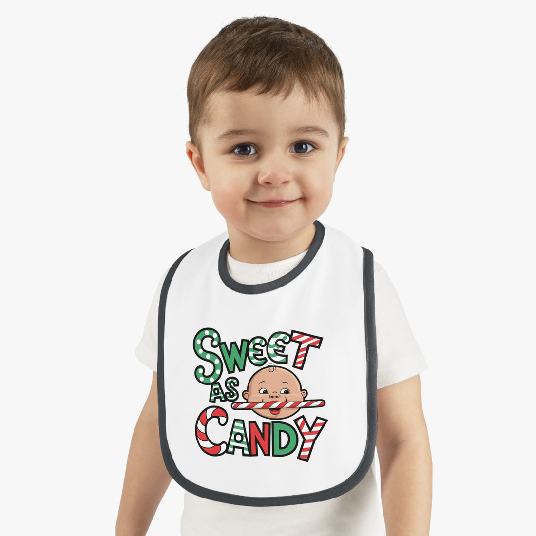 "Sweet as candy" Baby Contrast Trim Jersey Bib