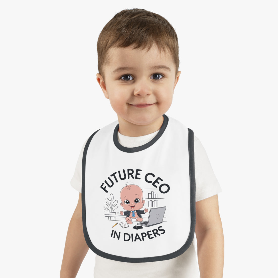 "Future CEO in diapers" Baby Contrast Trim Jersey Bib