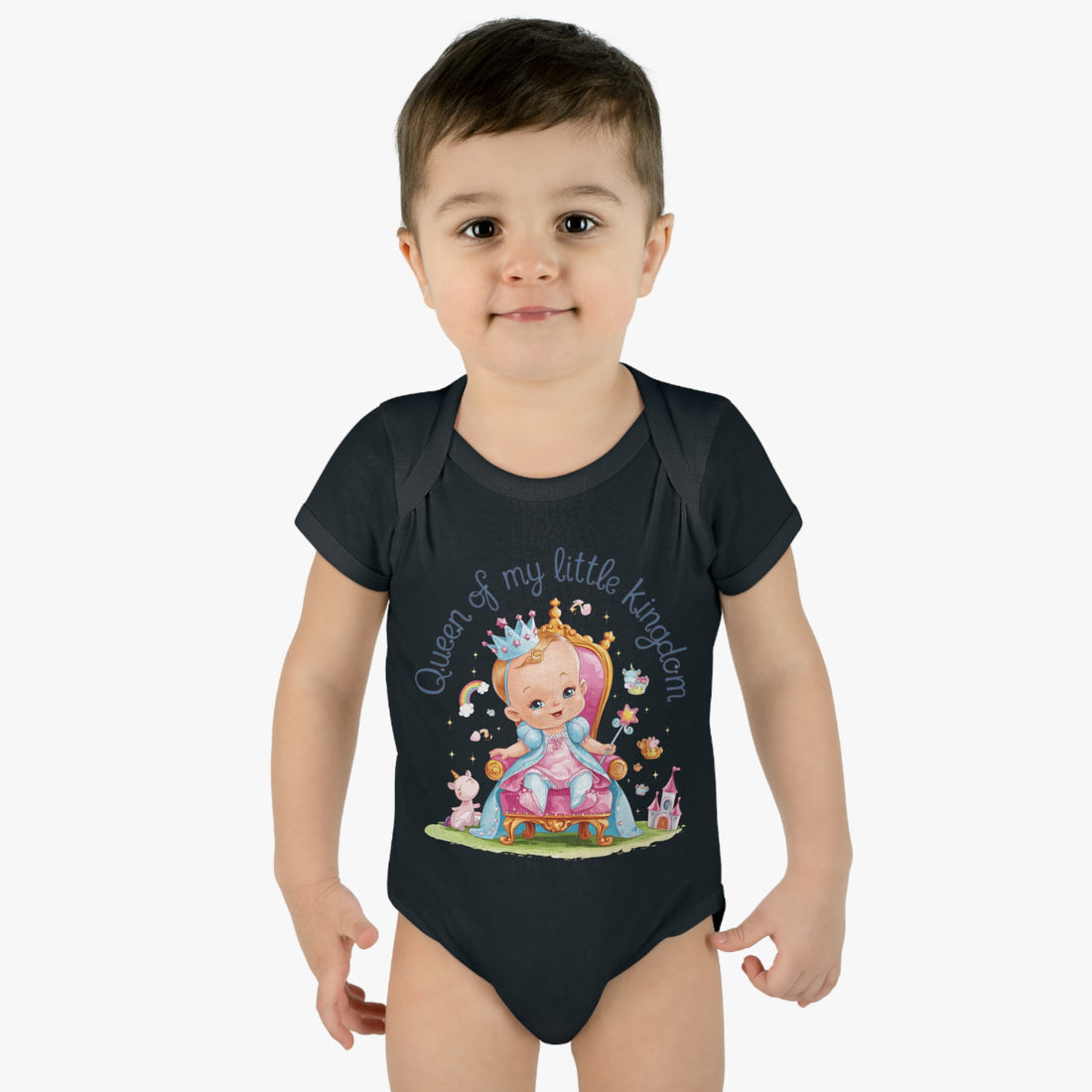 "Queen of my little kingdom" Infant Baby Rib Bodysuit