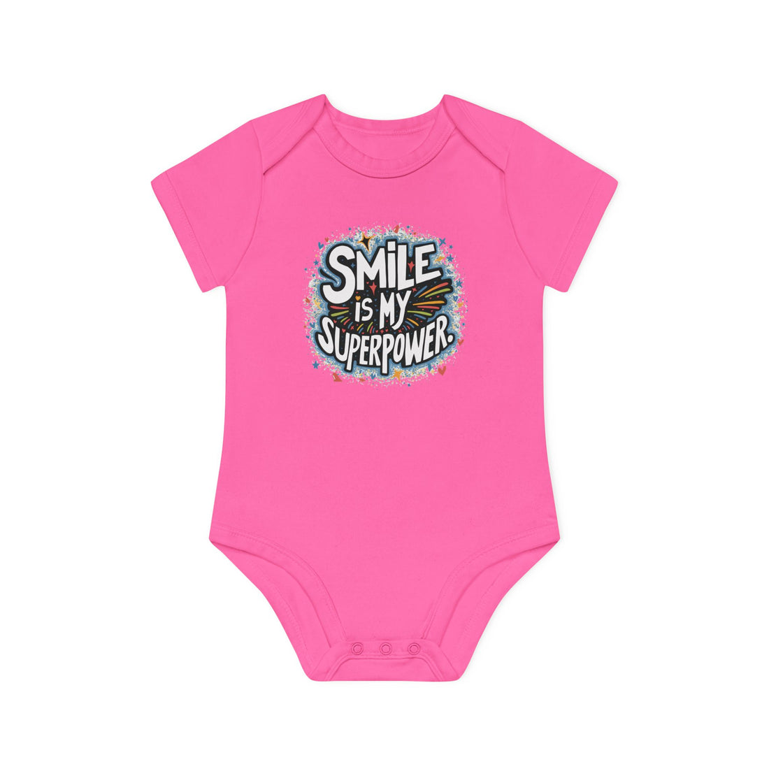 "Smile is my superpower" Baby Organic Short Sleeve Bodysuit