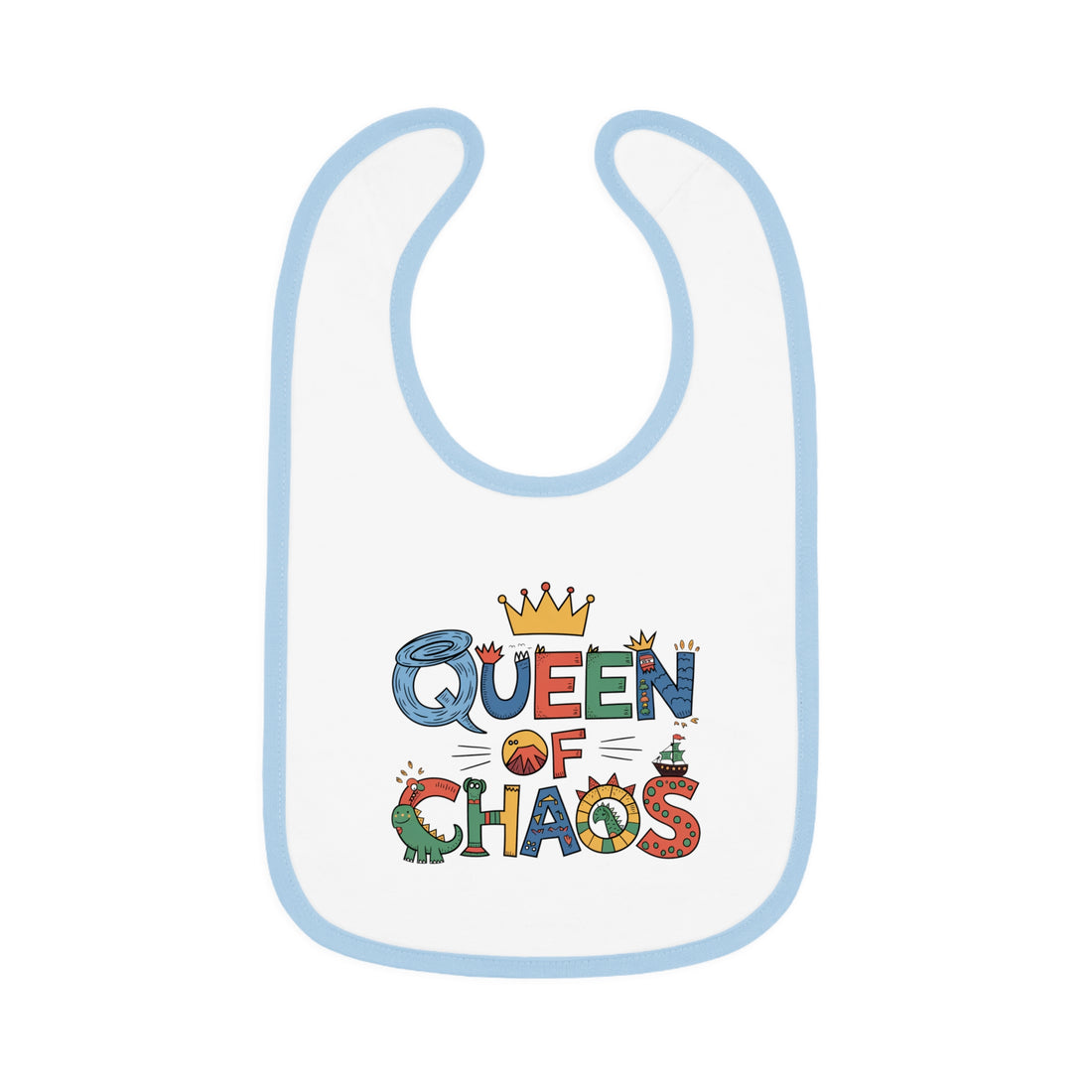 "Queen of chaos" Baby Contrast Trim Jersey Bib