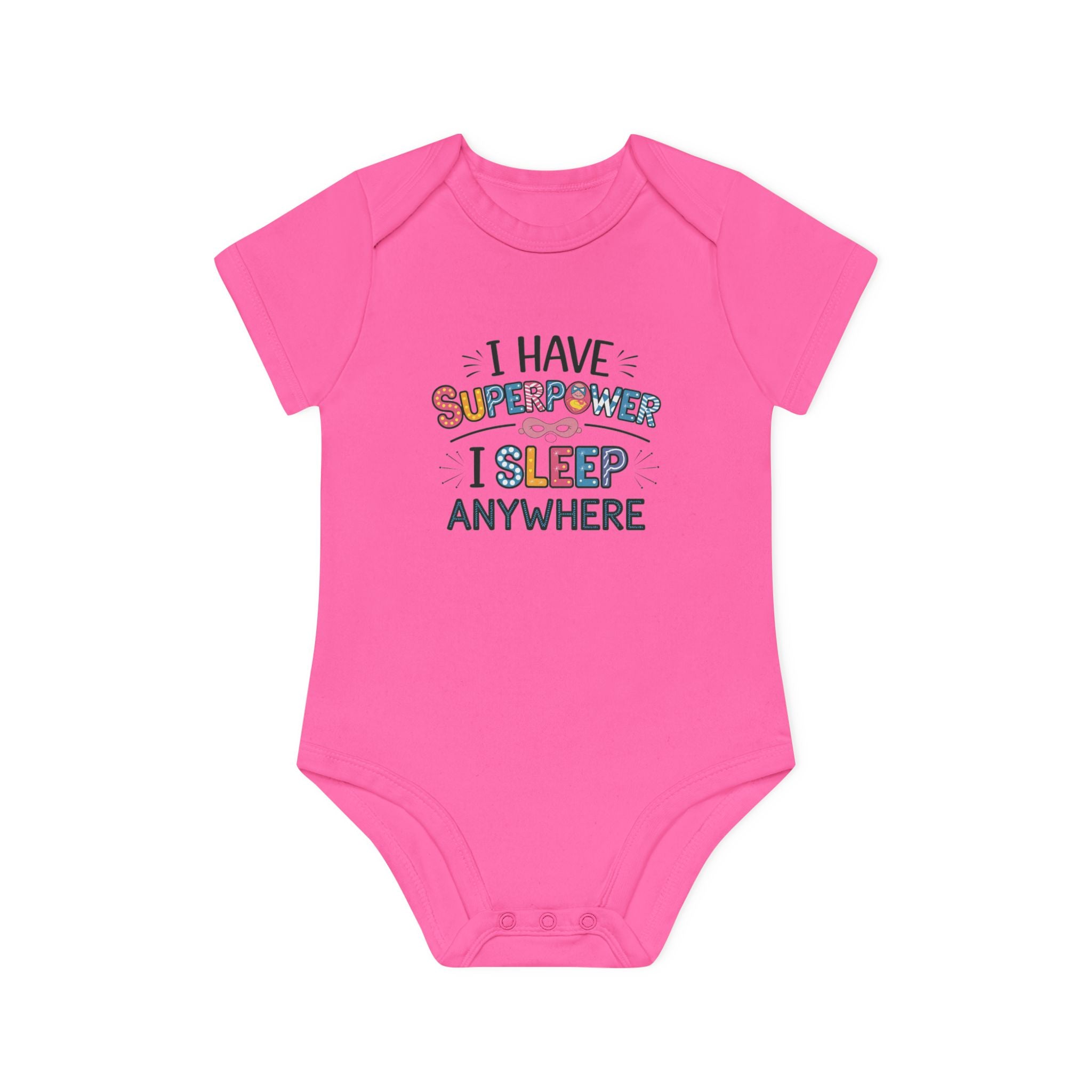 "I have superpower I sleep anywhere" Baby Organic Short Sleeve Bodysuit