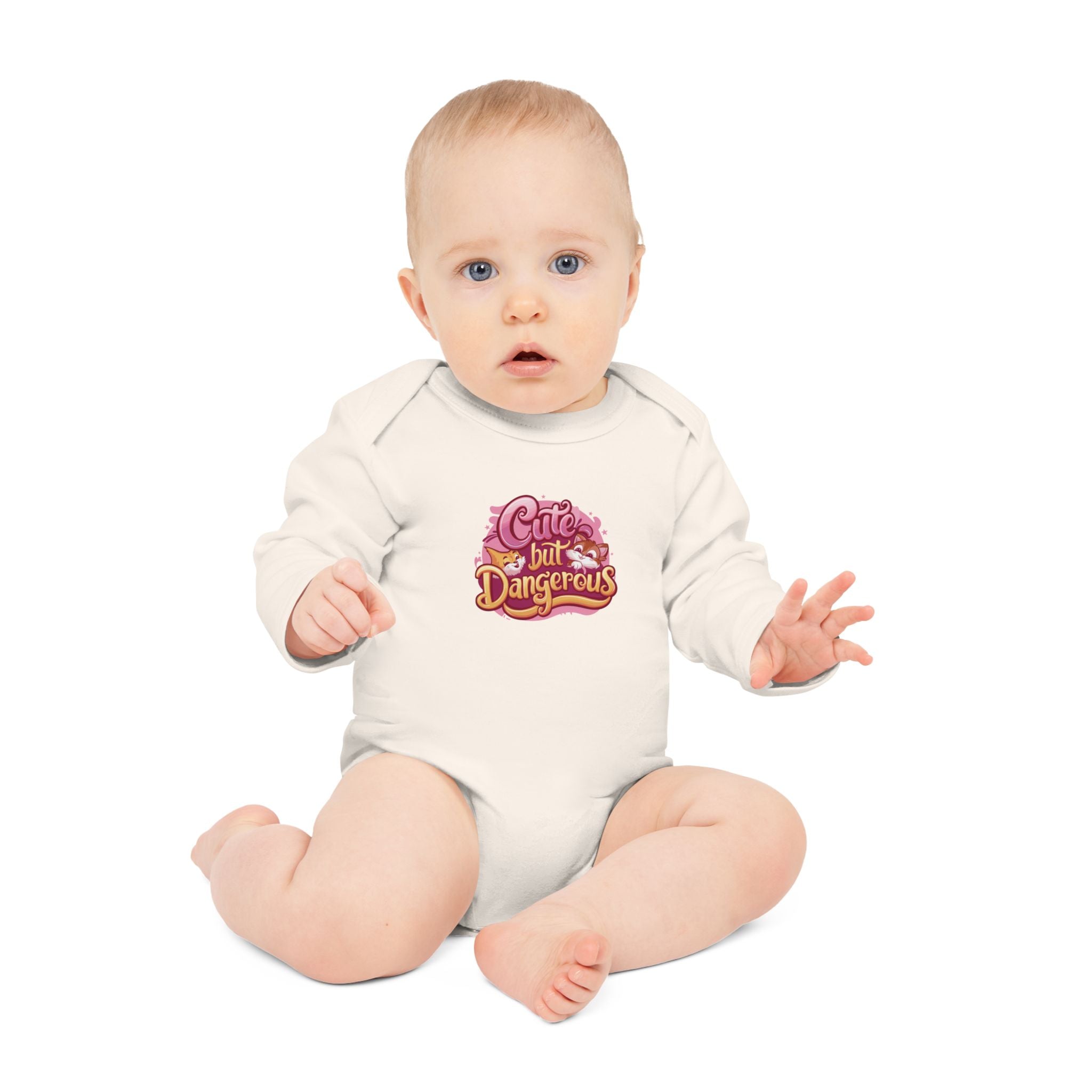 "Cute but dangerous" Baby Long-Sleeve Organic Bodysuit