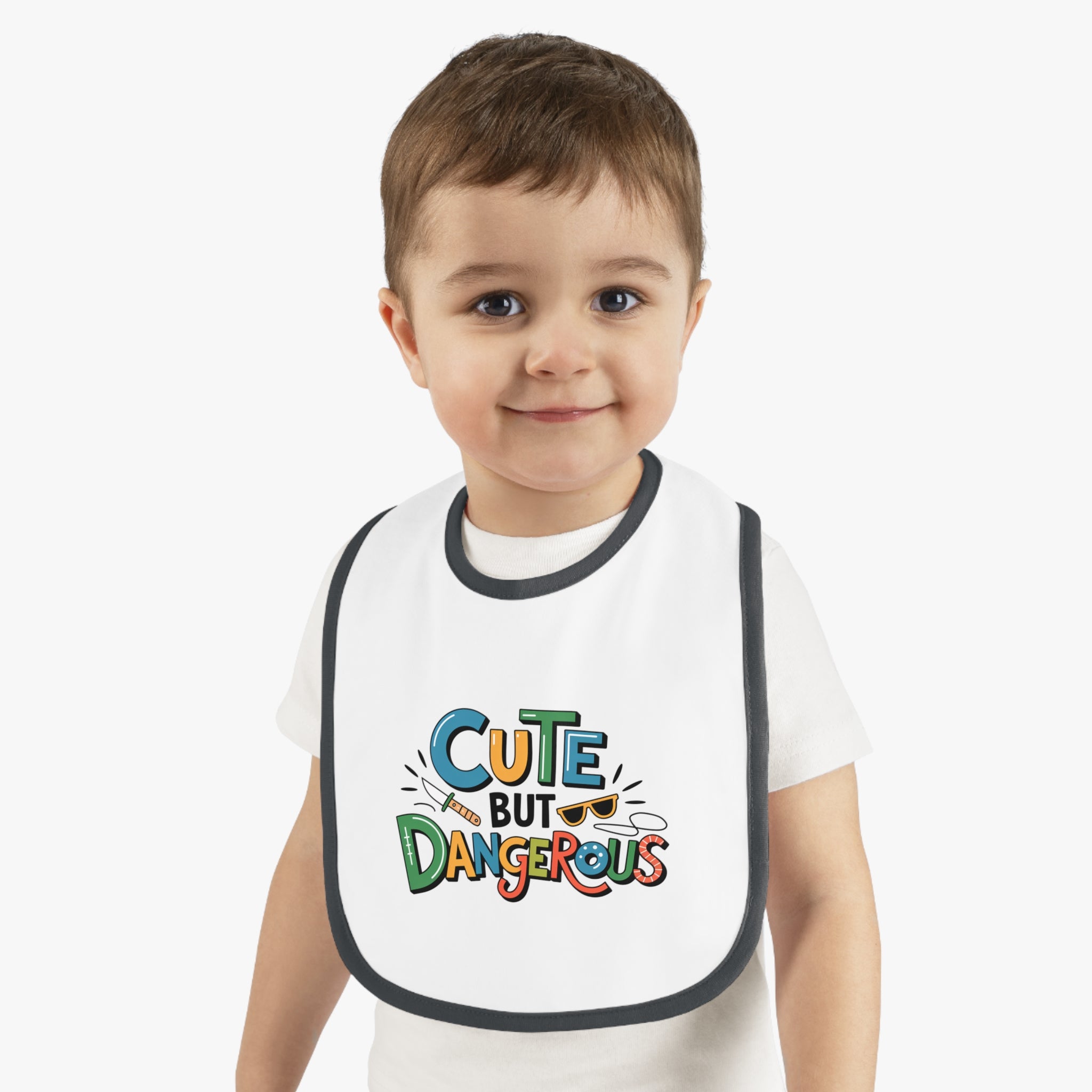 "Cute but dangerous" Baby Contrast Trim Jersey Bib
