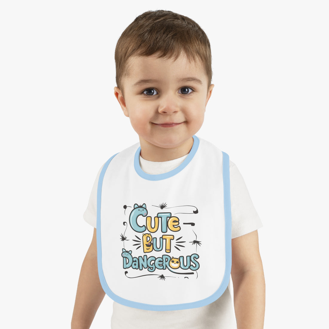 "Cute but dangerous" Baby Contrast Trim Jersey Bib