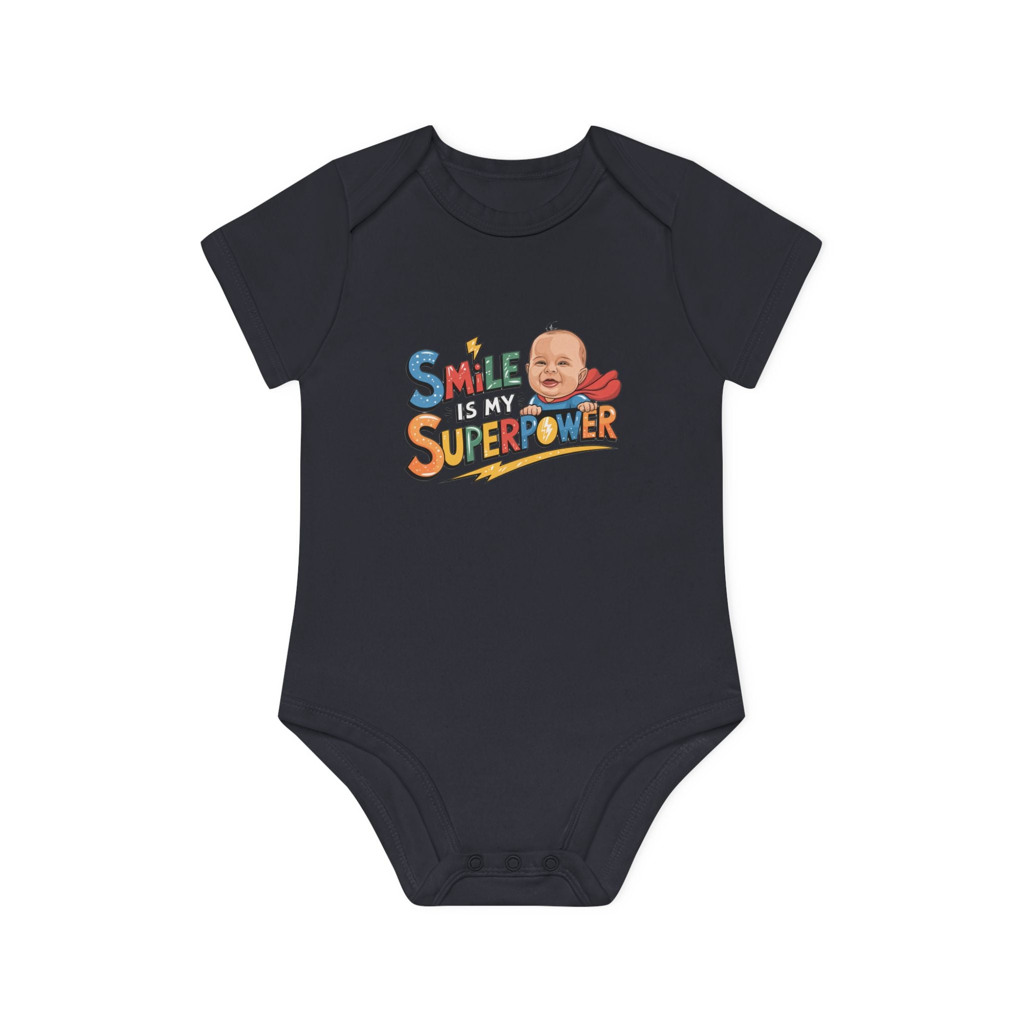 "Smile is my superpower" Baby Organic Short Sleeve Bodysuit