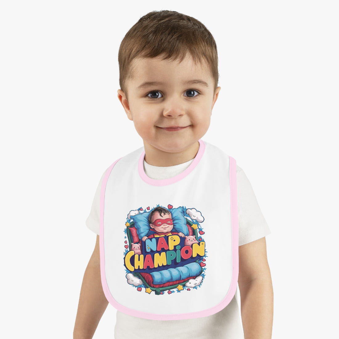 "Nap champion" Baby Contrast Trim Jersey Bib