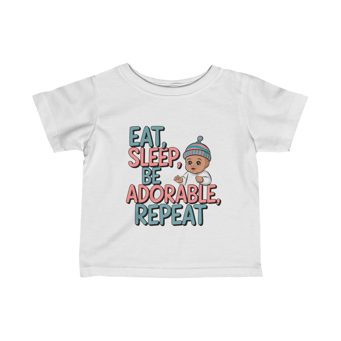 "Eat, sleep, be adorable, repeat" Infant Fine Jersey Tee