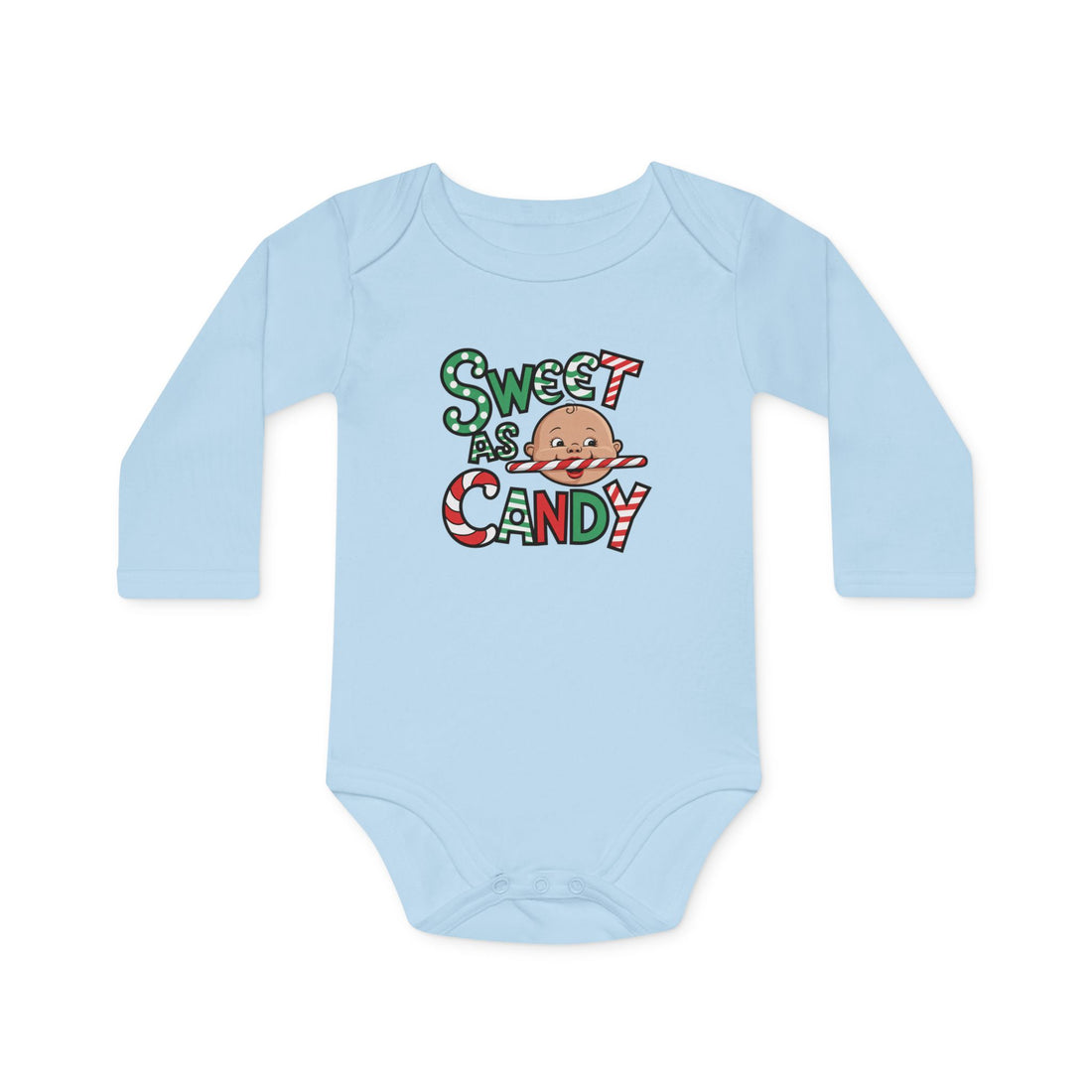 "Sweet as candy" Baby Long-Sleeve Organic Bodysuit