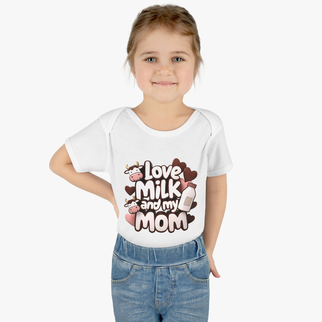 "Love milk and my mom" Infant Baby Rib Bodysuit