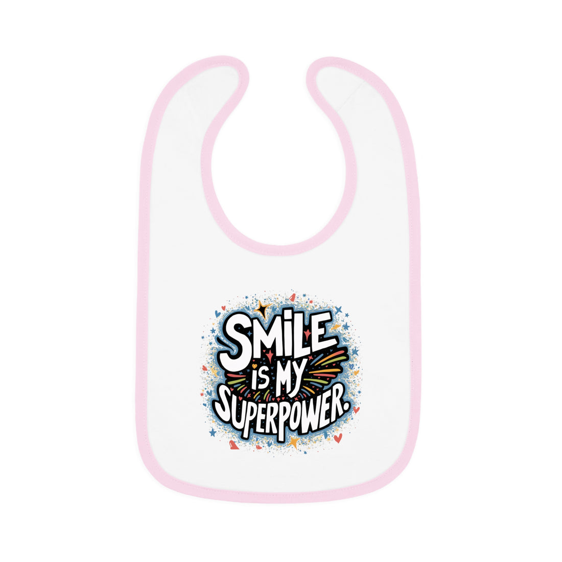 "Smile is my superpower" Baby Contrast Trim Jersey Bib