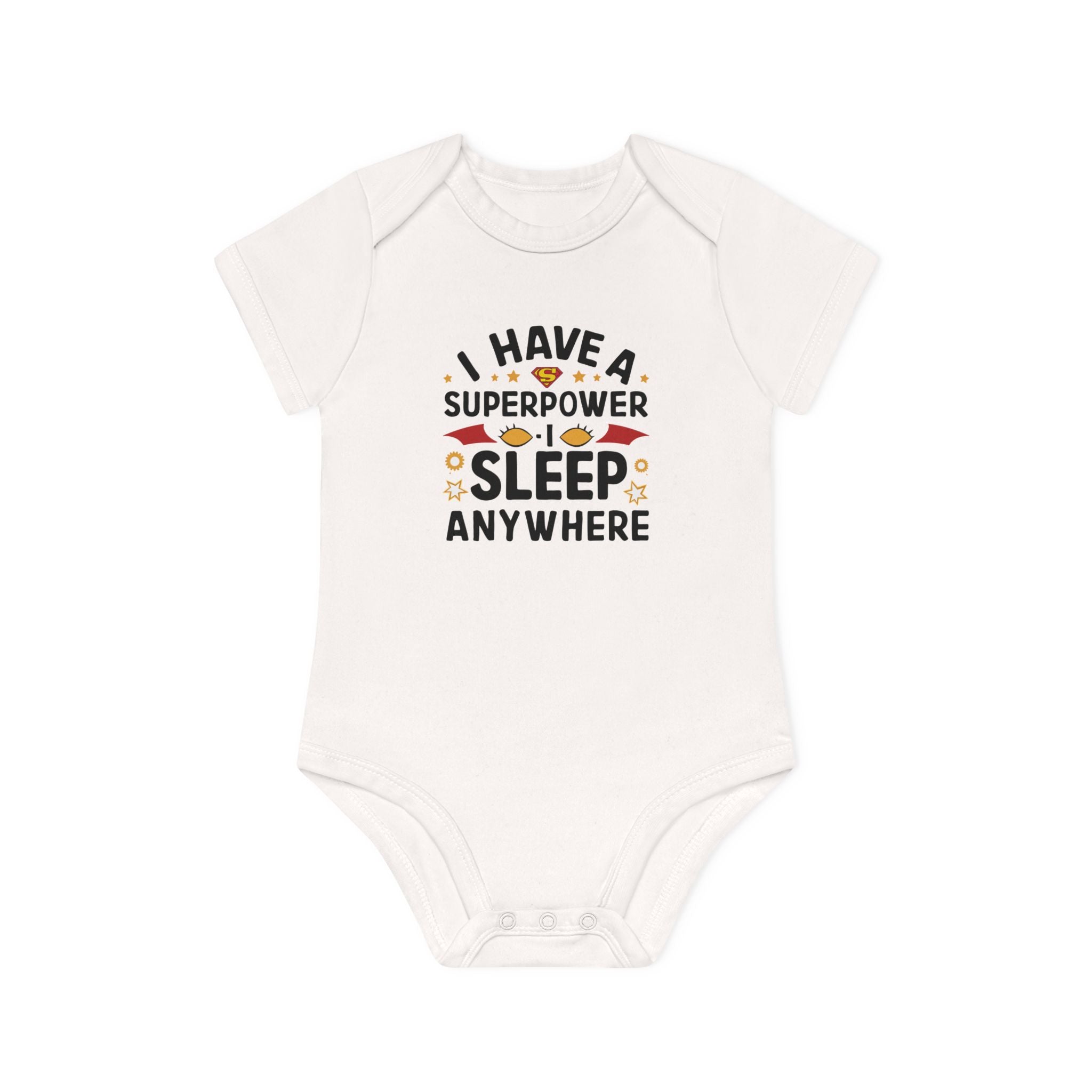 "I have a superpower I sleep anywhere" Baby Organic Short Sleeve Bodysuit