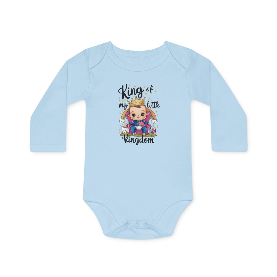 "King of my little kingdom" Baby Long-Sleeve Organic Bodysuit