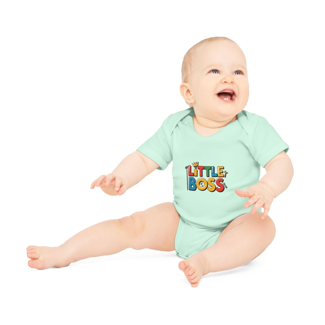 "Little boss" Baby Organic Short Sleeve Bodysuit