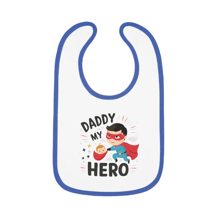 "Daddy is my hero" Baby Contrast Trim Jersey Bib