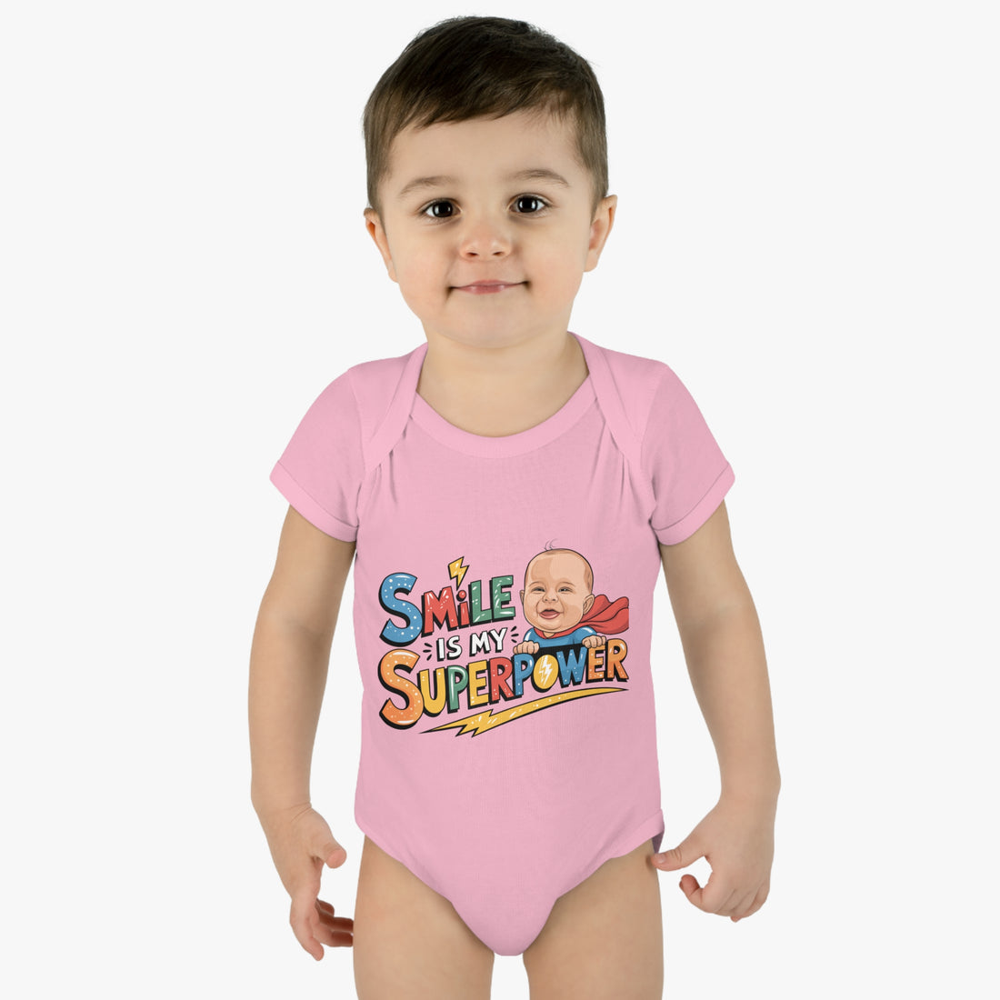 "Smile is my Superpower" Infant Baby Rib Bodysuit