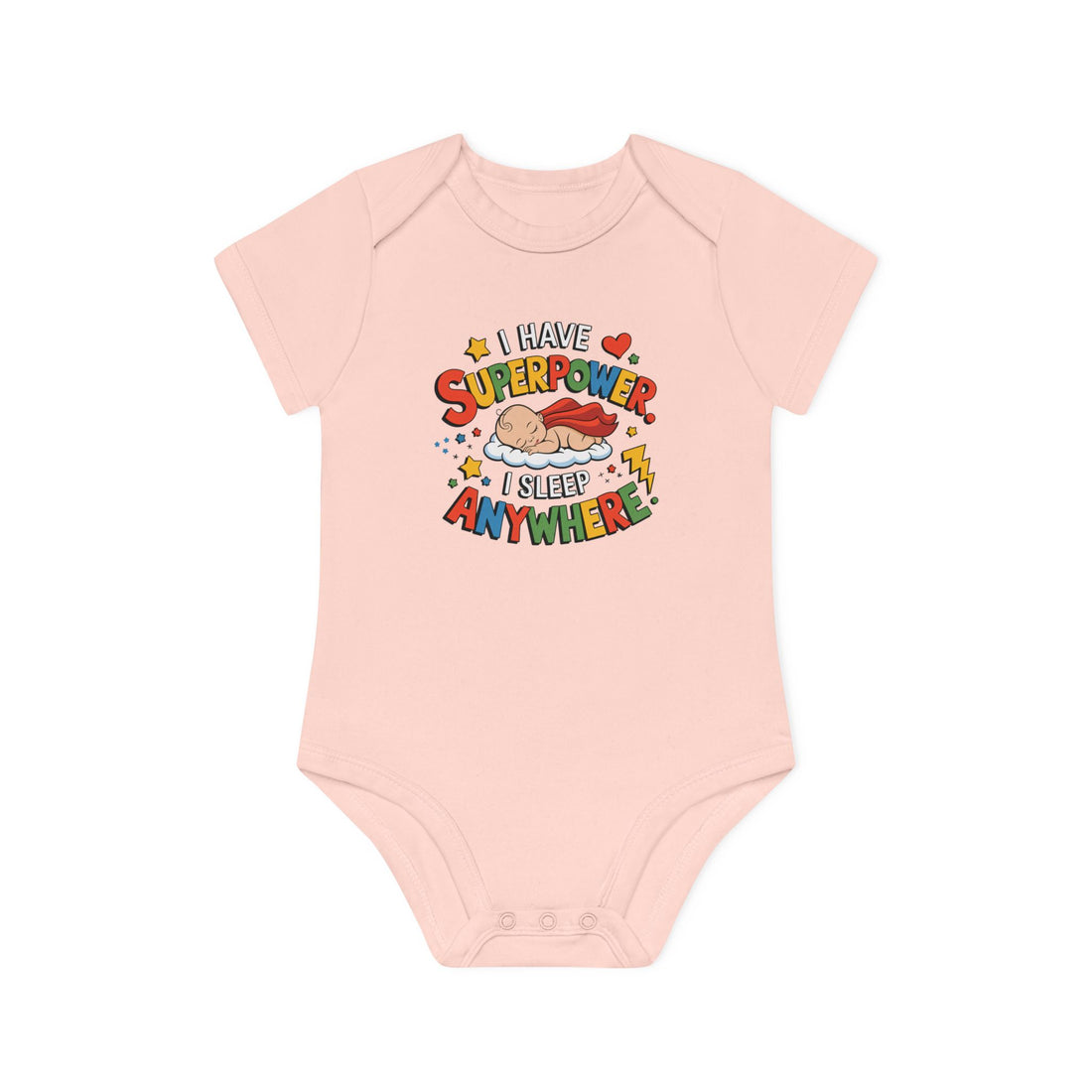 "I have superpower I sleep anywhere" Baby Organic Short Sleeve Bodysuit