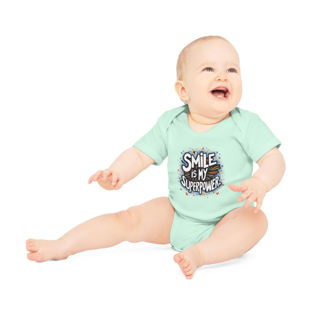 "Smile is my superpower" Baby Organic Short Sleeve Bodysuit