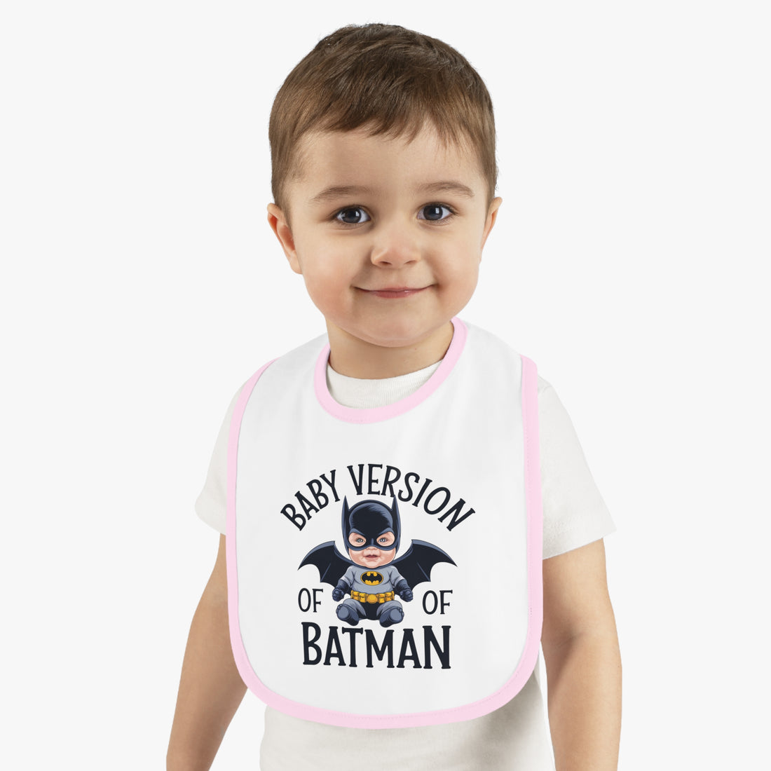 "Baby version of batman" Baby Contrast Trim Jersey Bib