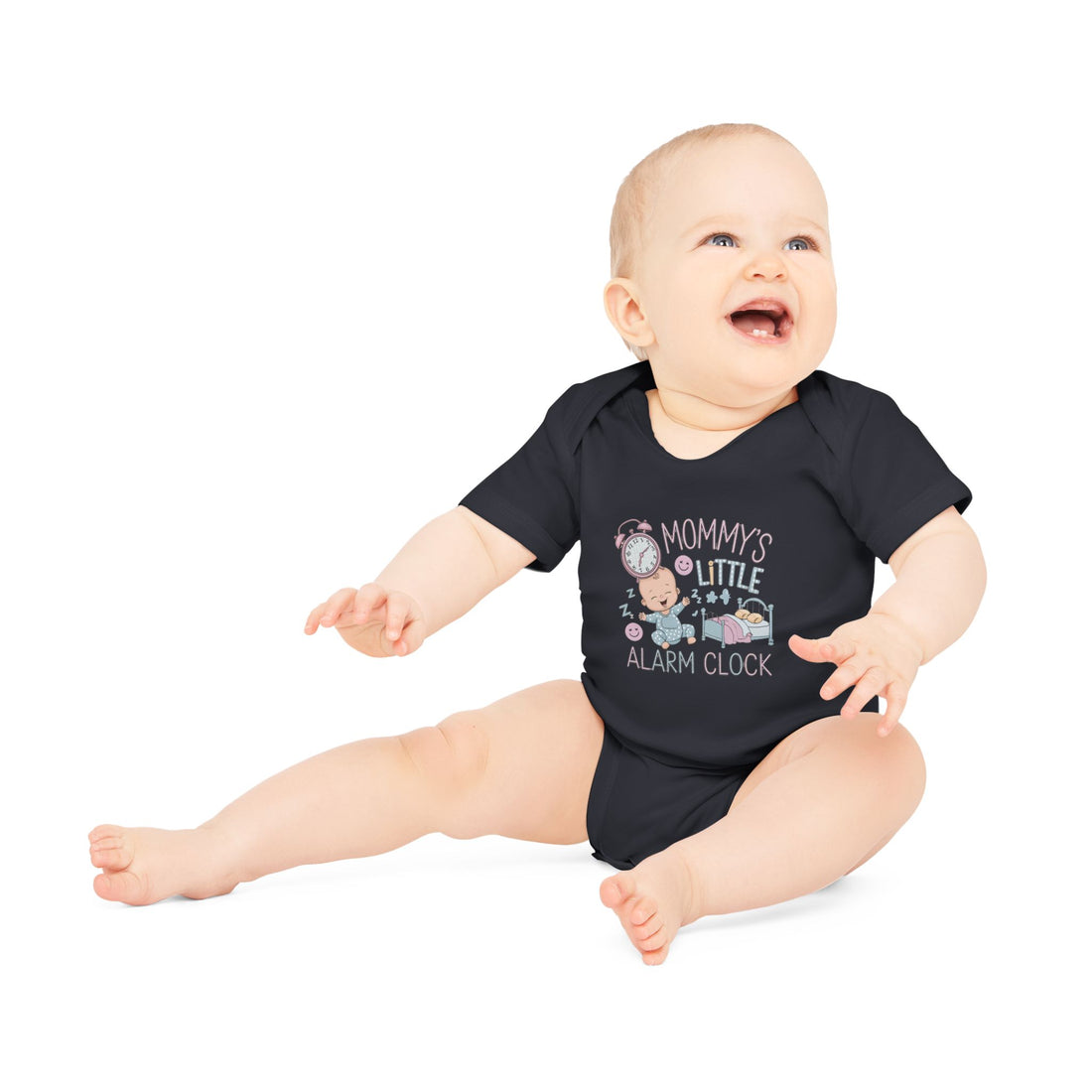 "Mommy's little alarm clock" Baby Organic Short Sleeve Bodysuit