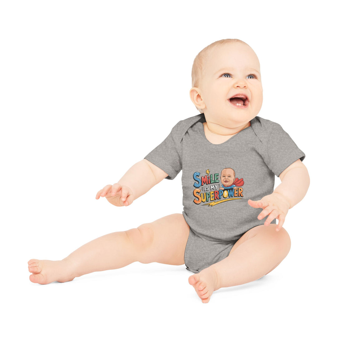 "Smile is my superpower" Baby Organic Short Sleeve Bodysuit