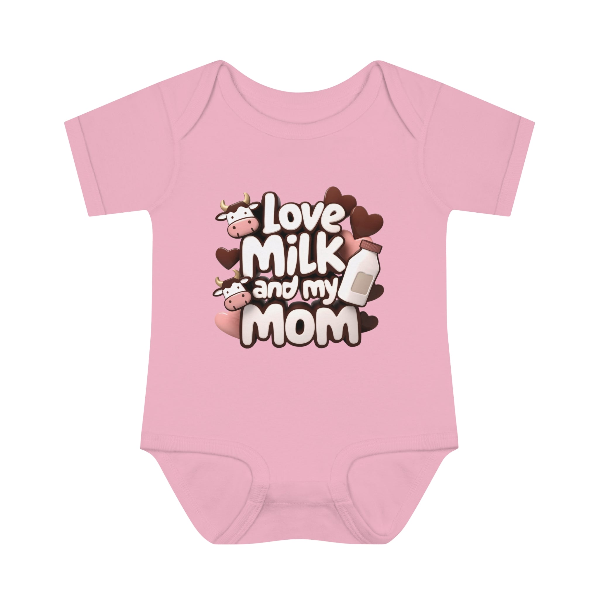 "Love milk and my mom" Infant Baby Rib Bodysuit