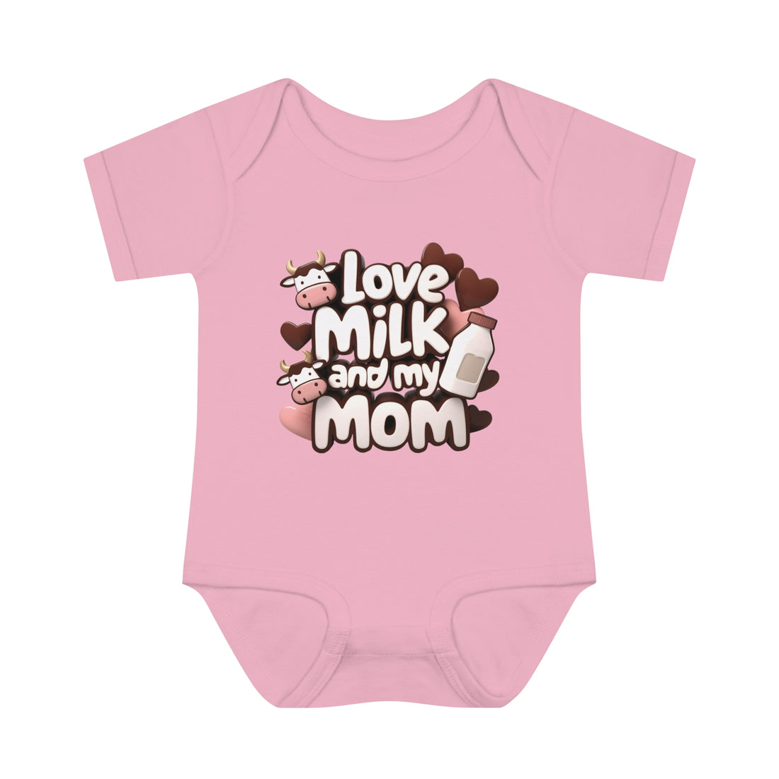 "Love milk and my mom" Infant Baby Rib Bodysuit