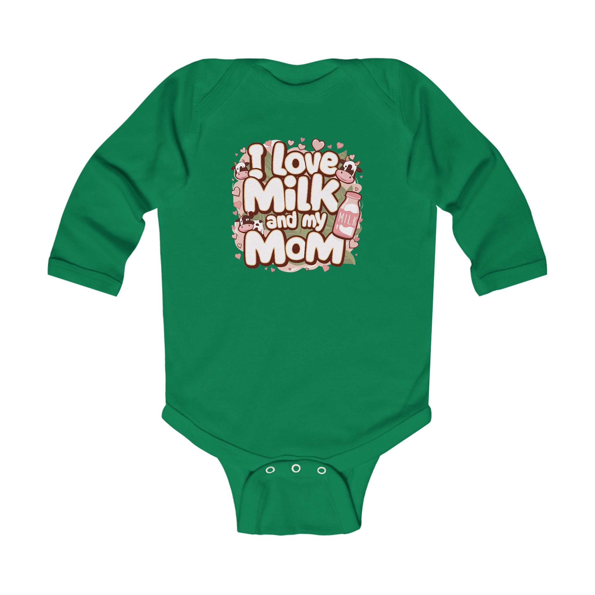 "I love milk and my mom" Infant Long Sleeve Bodysuit