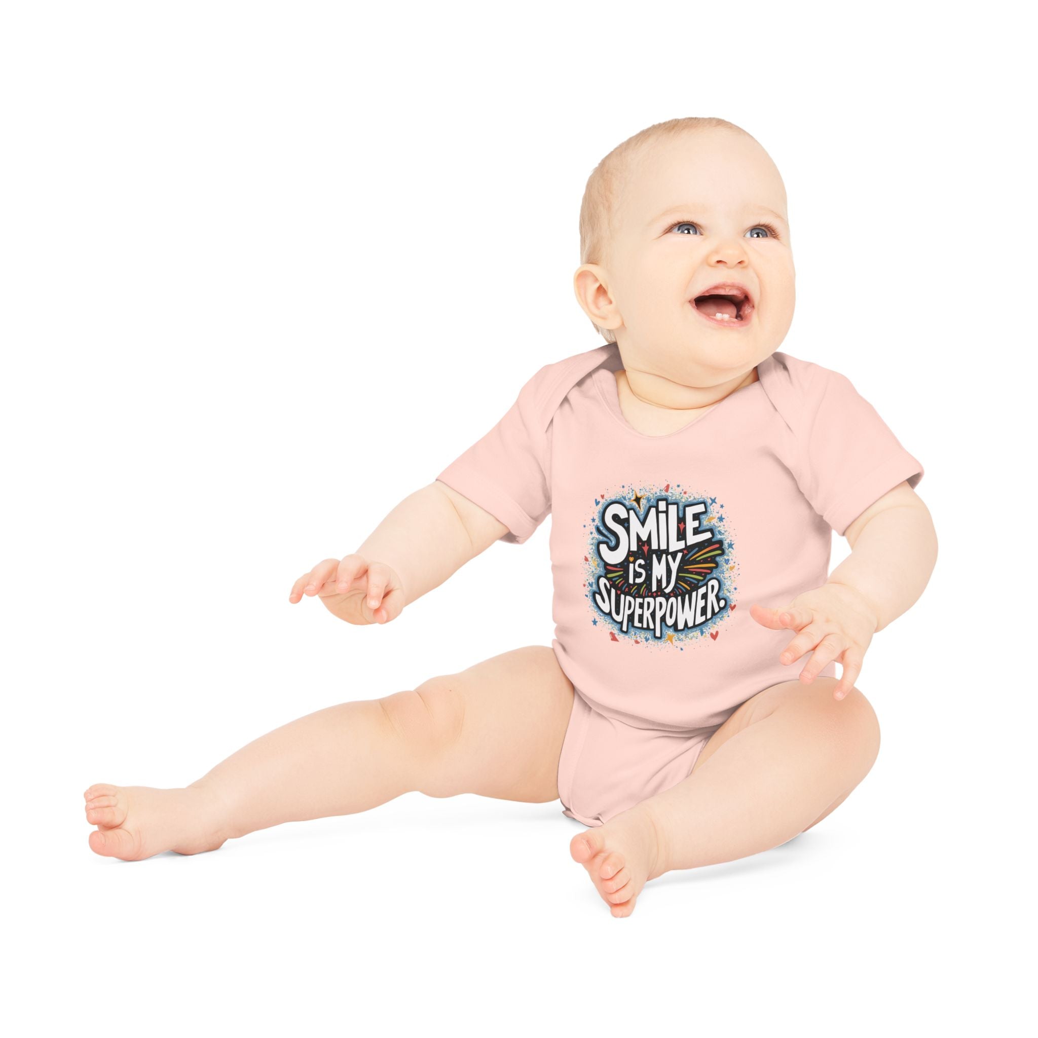 "Smile is my superpower" Baby Organic Short Sleeve Bodysuit