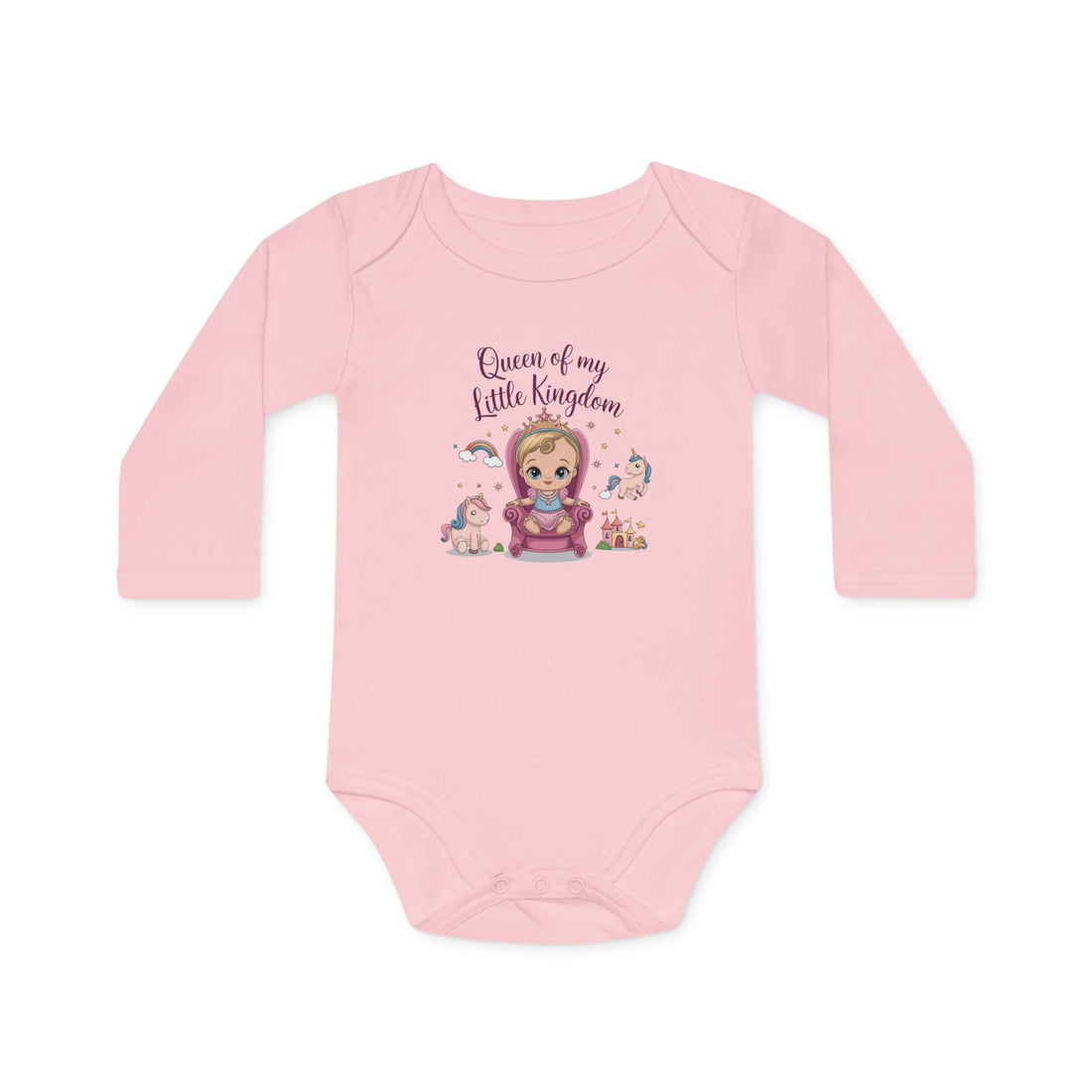 "Queen of my little kingdom" Baby Long-Sleeve Organic Bodysuit