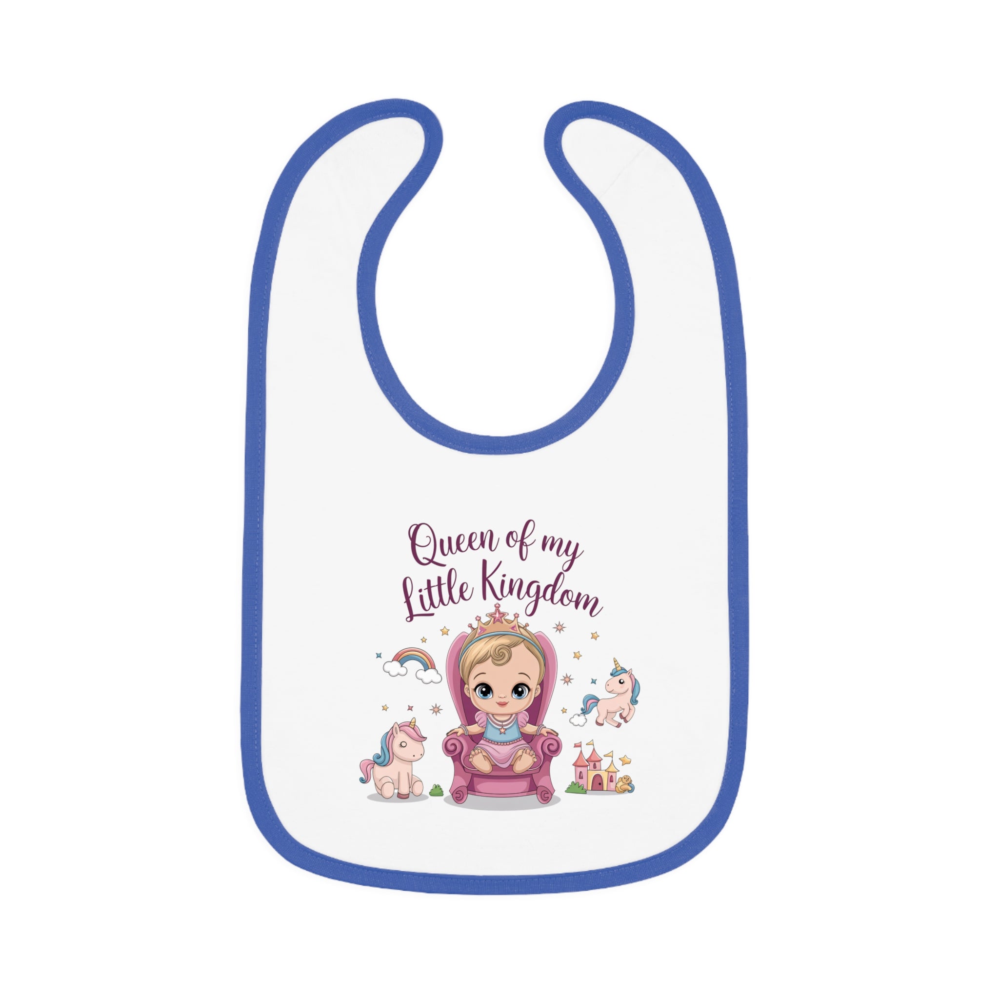 "Queen of my little kingdom" Baby Contrast Trim Jersey Bib